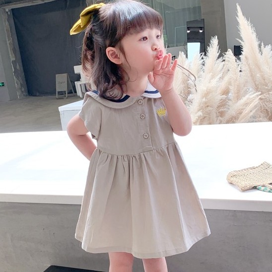 90 140 韓国系 半袖 着心地いい 折り襟 可愛い 子供服 女の子 ワンピース