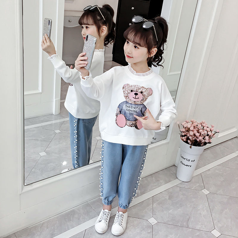 110 160 カートゥーン クマ 可愛いデザイン 韓国系 女の子 子供服 Tシャツ