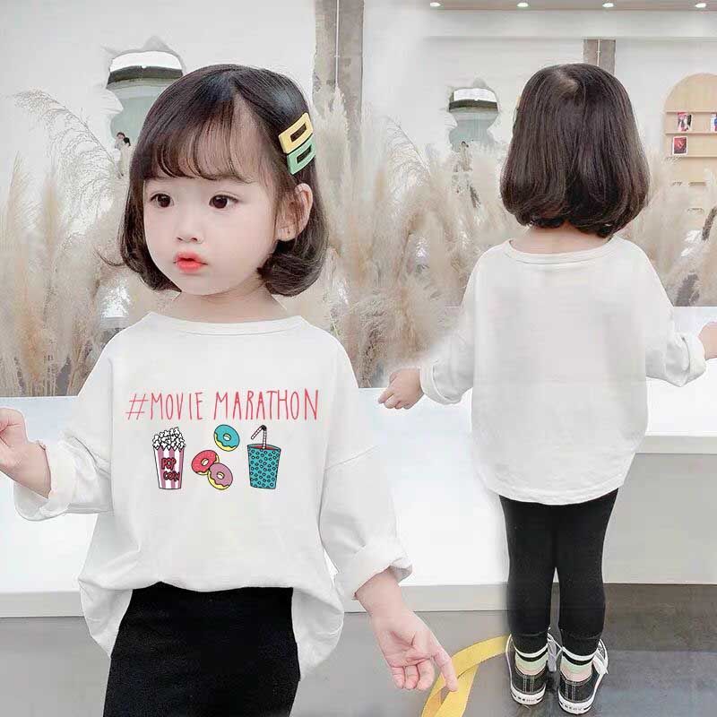 90 130 カートゥーン ファッション 韓国系 着心地よい 子供服 女の子 Tシャツ