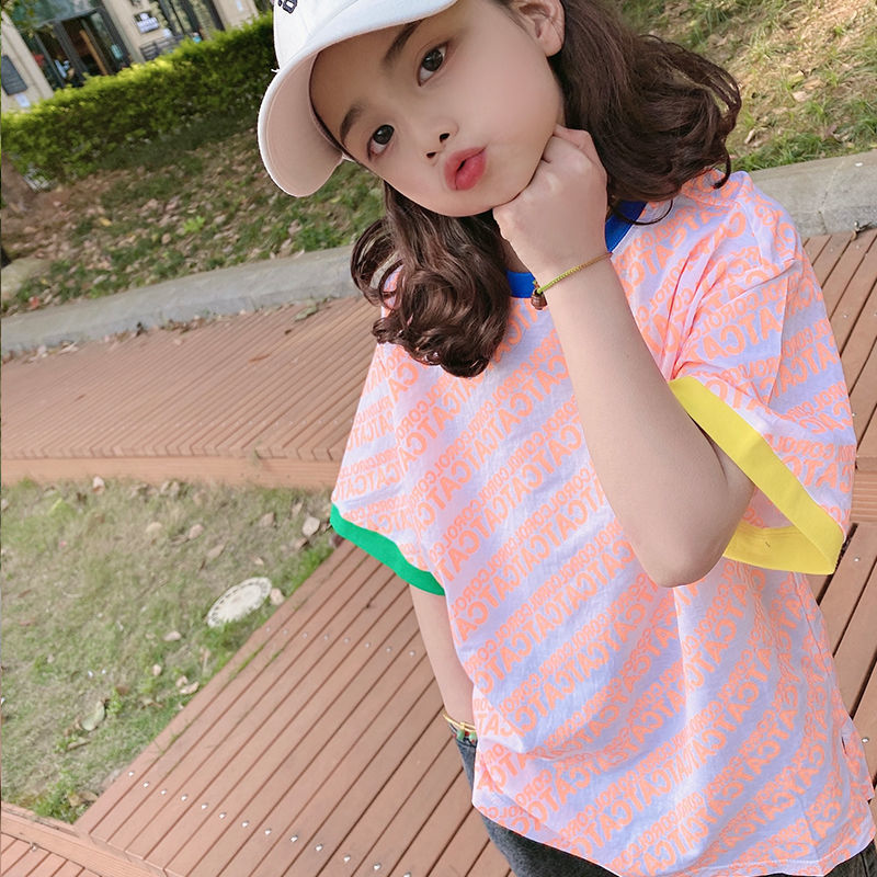 90 140 オシャレ 韓国 アルファベット ルーズ 夏 子供 服 女の子 半袖 ｔシャツ Hop Com