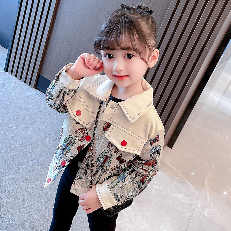 80 130 韓国 可愛い 合わせやすい カートゥーン 切り替え 子供 服 女の子 アウター ジャケット