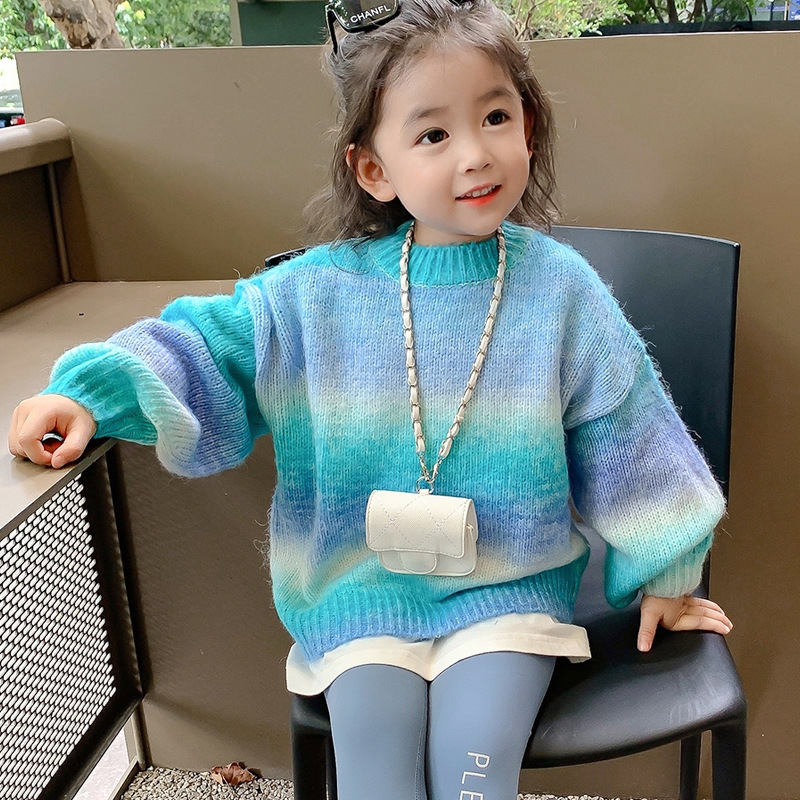 90 150 オシャレ 韓国 長袖 タイダイ染め 合わせやすい 子供 服 女の子 ニット セーター