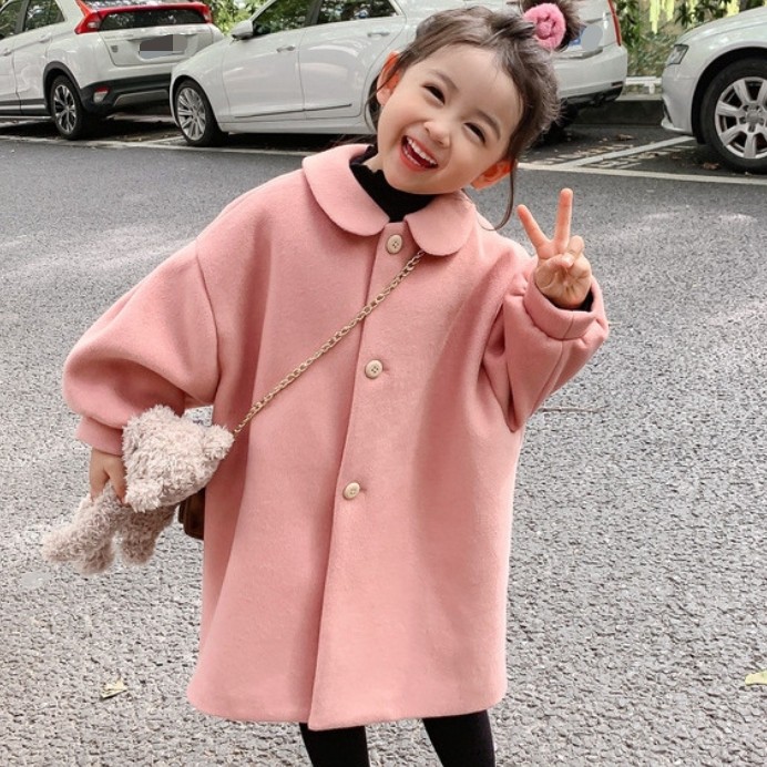 95 130 スウィート 韓国 可愛い 無地 綿入り 子供 服 女の子 アウター チェスターコート Hop Com