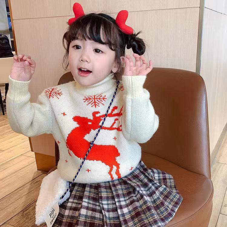90 150 可愛い 韓国 クリスマス ハイネック 合わせやすい 子供 服 女の子 トップス セーター