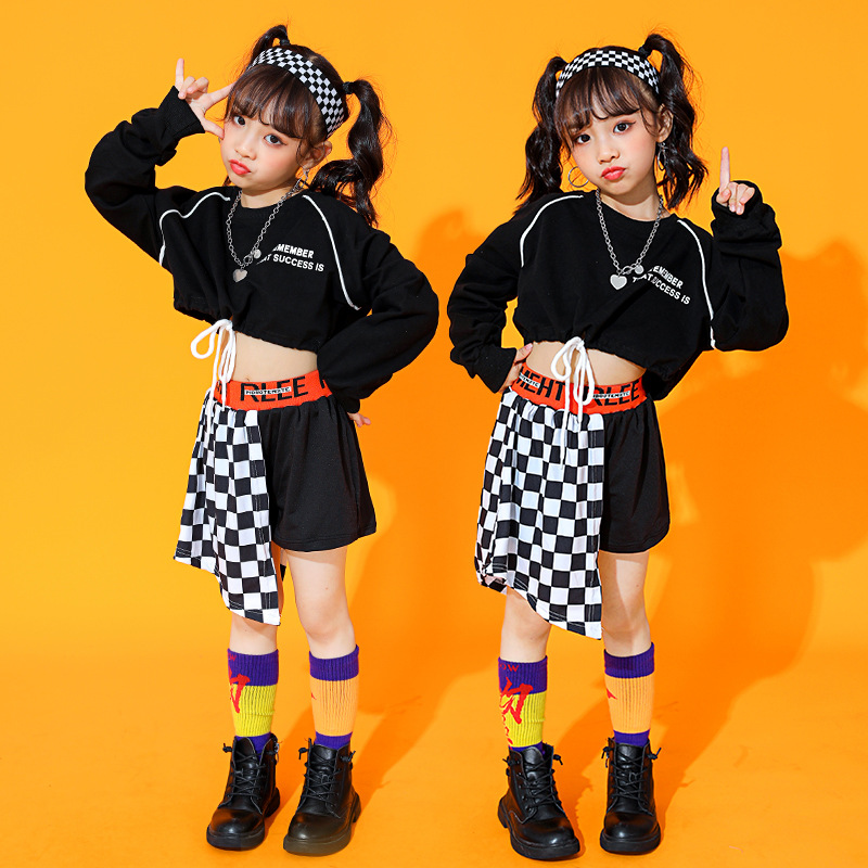 110 160 ダンス服 チェック柄 切り替え ボウタイ パーカー ショートパンツ 春秋 子供服 キッズ 女の子 セットアップ