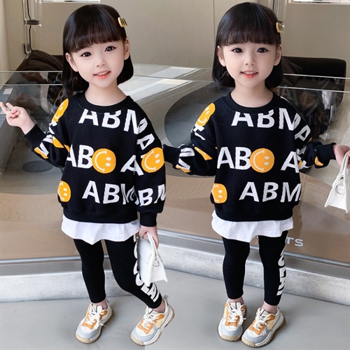 90 130 韓国 可愛い プリント カートゥーン 上下セット 子供 服 女の子 2点セットアップ Hop Com